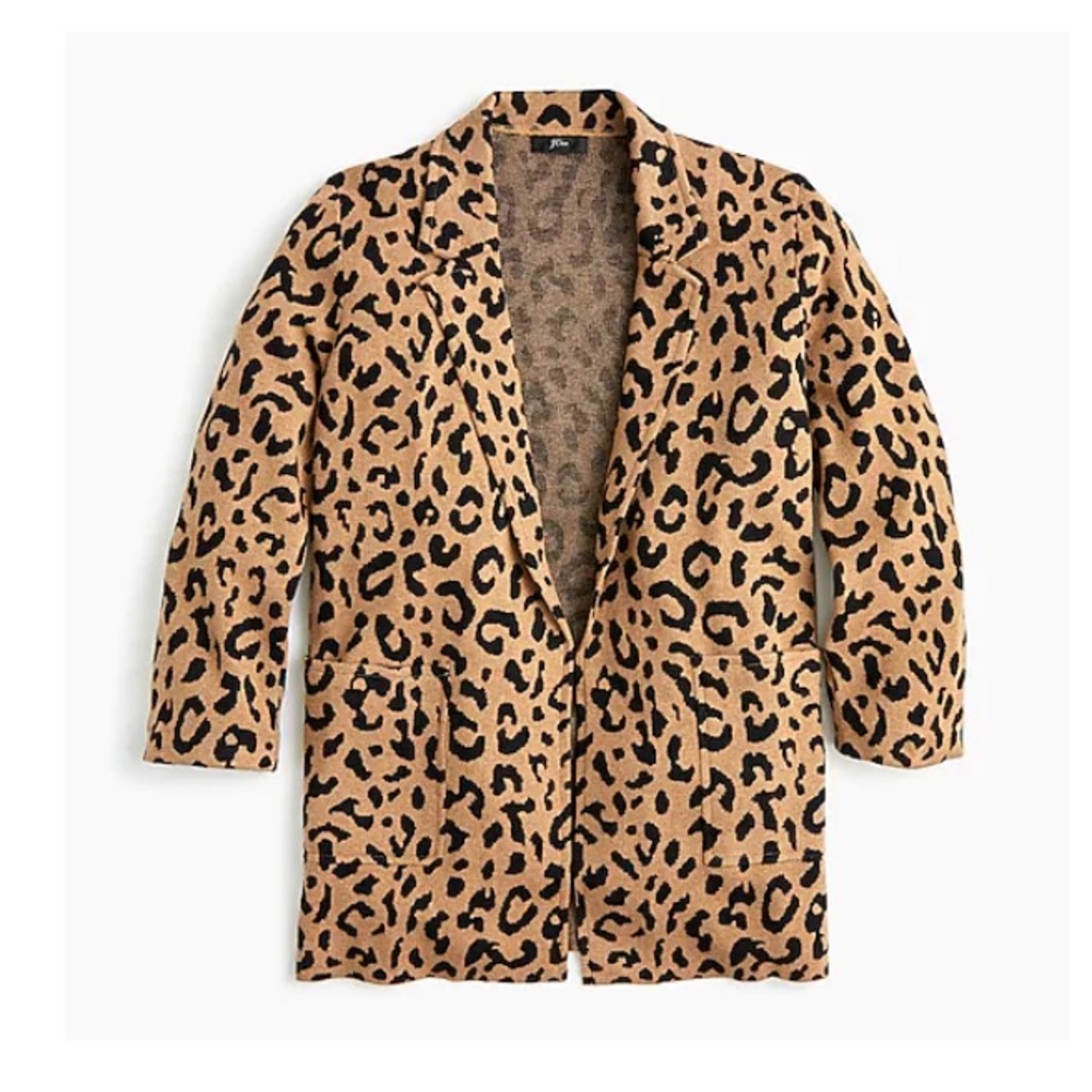 J crew leopard sweater blazer XS